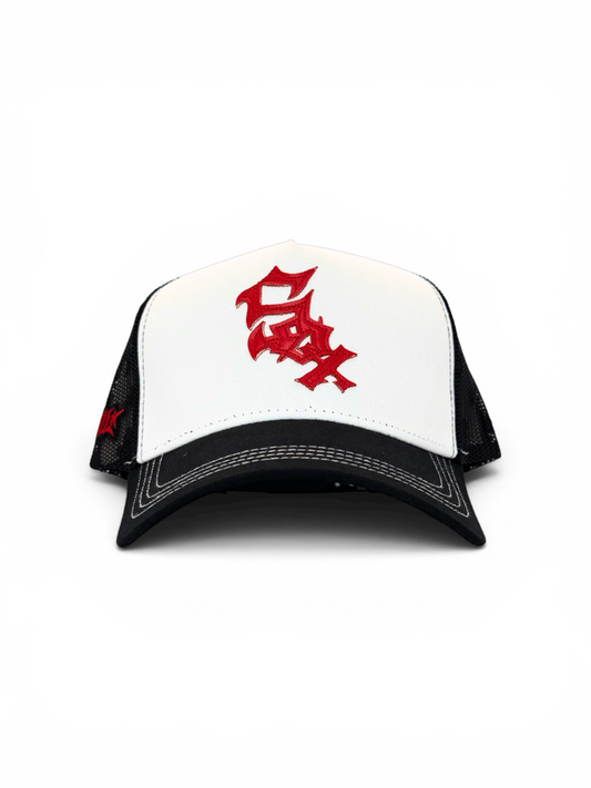 RED LEATHER SOX TRUCKER